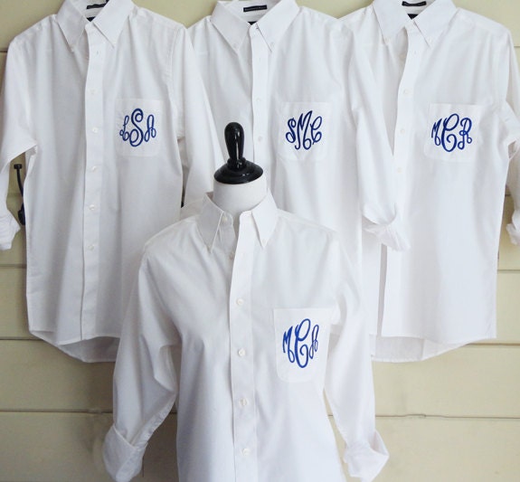 Monogrammed Bridesmaid Button Down Shirt Oversized