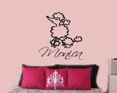 Personalized Custom Name Paris Poodle VInyl Wall Lettering Decal  LARGE 22Wx31H