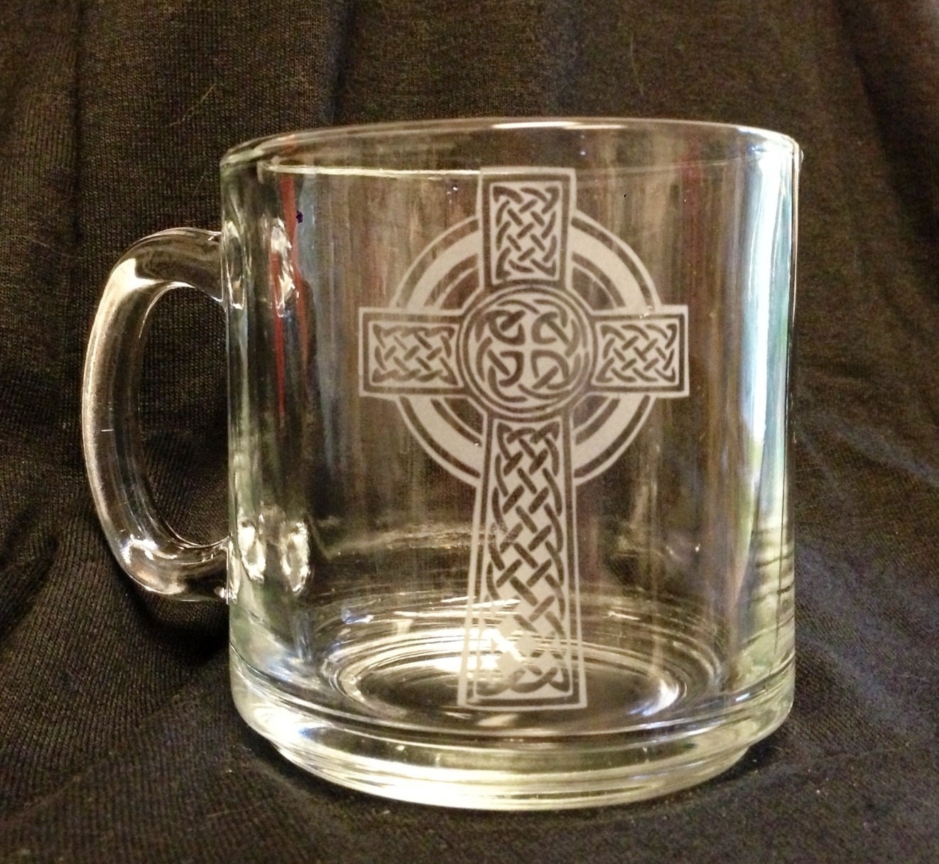 Celtic knot Cross Custom Etched Hot beverage Tea Coffee Mug
