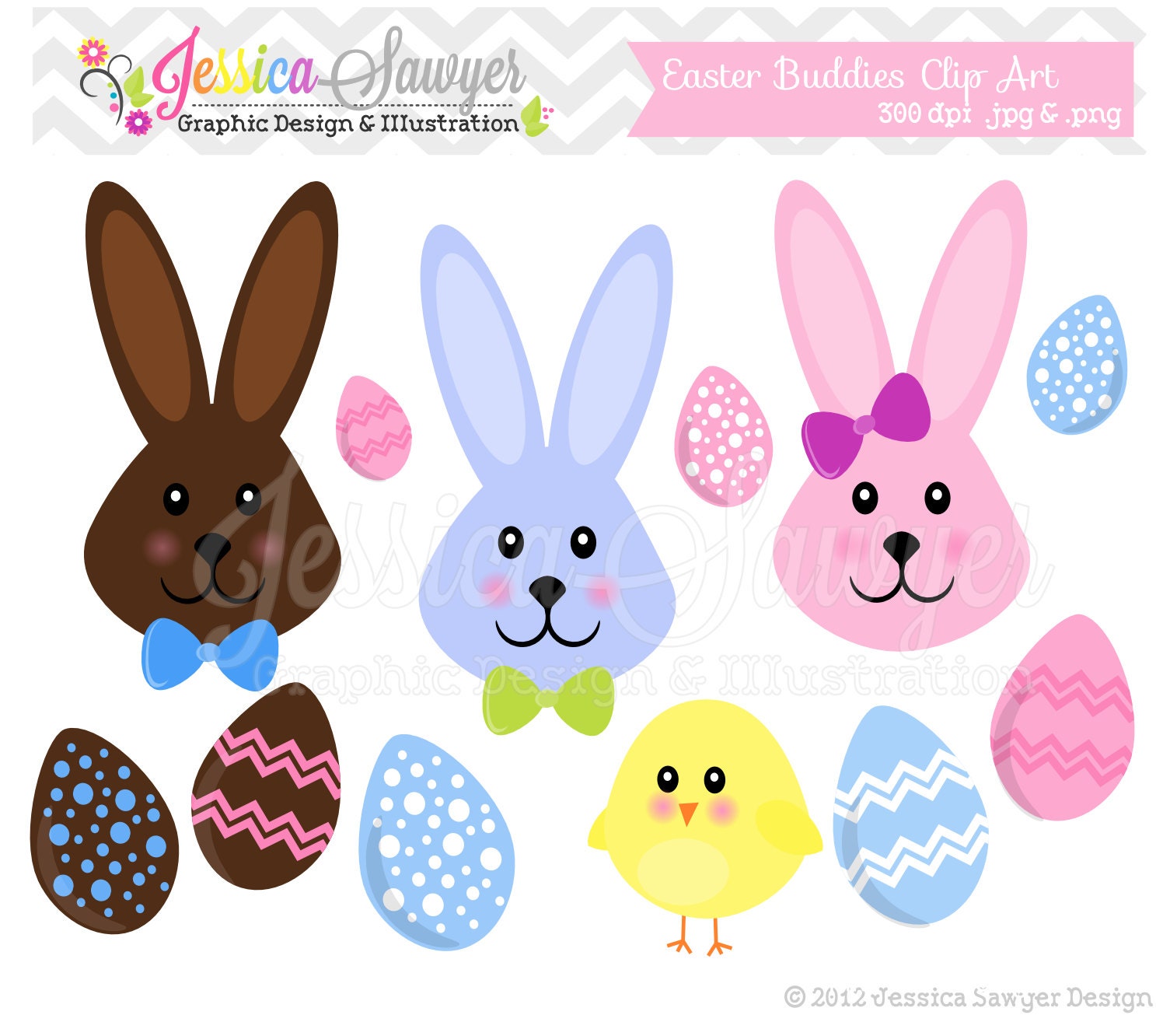 INSTANT DOWNLOAD easter bunny clipart, easter egg clip art, chocolate bunnie, bowtie, chick graphic, for commercial use Il_570xn