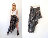Vintage 80's high low asymmetrical animal print skirt upcycled / African safari Haus of Mirth hipster / open size
