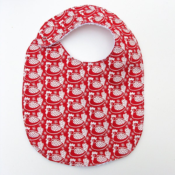 Baby bib - Red hens