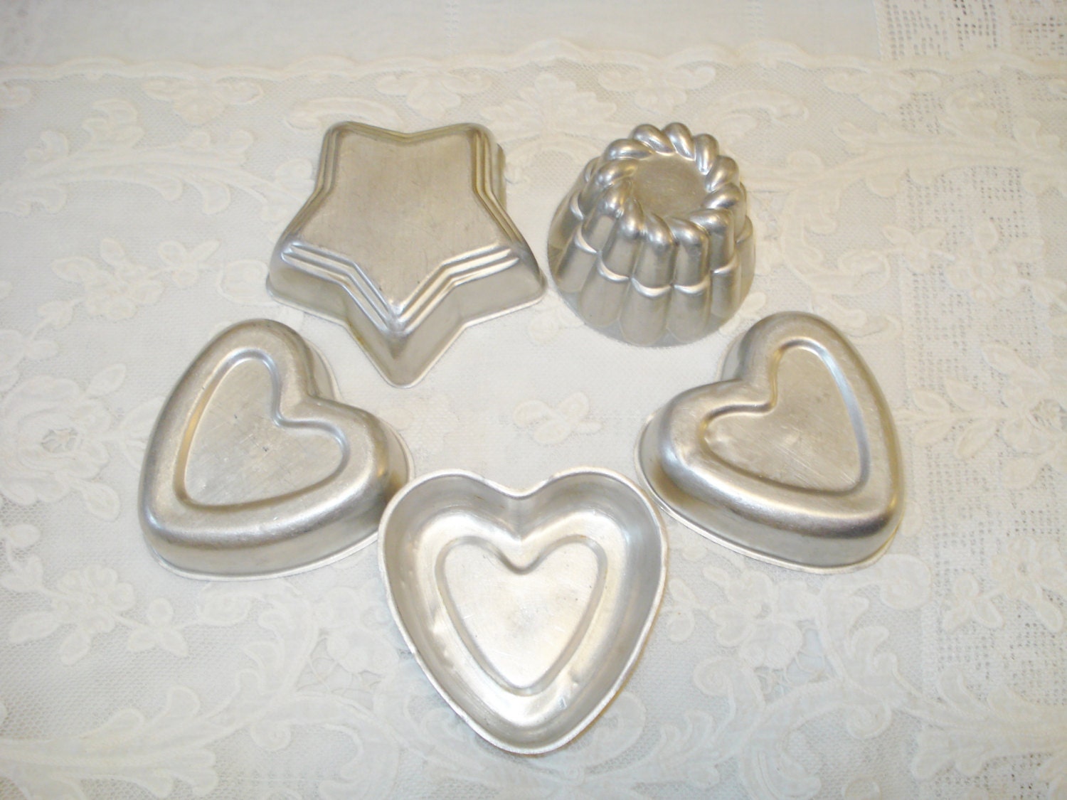 Vintage Aluminum Jello Molds Mixed Lot Star Heart