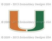 Instant Download University of Miami Florida Hurricanes Logo Machine Embroidery