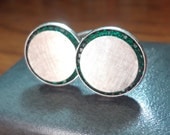 14k Gold Emerald Lucien Piccard Cuff Links