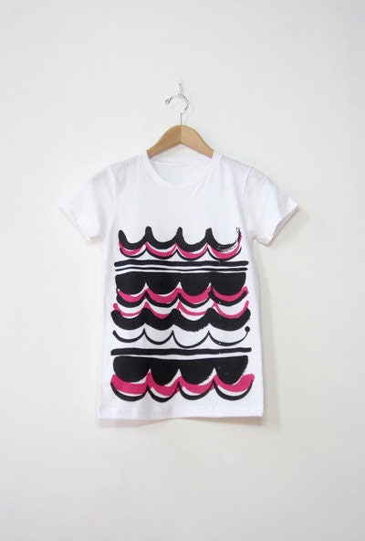 Organic Cotton Tee Hand Screen Printed Frill