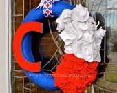 Chicago Cubs Wreath/ Blue, Red, White/  Yarn /Wall Decor /Baseball /MLB /Custom Team Order