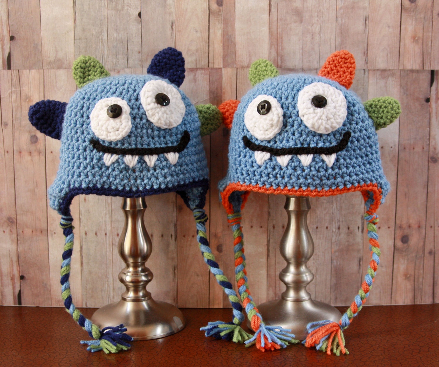 Happy Monster Hat - Baby Boy Hat - Crochet Boys Hat - Crochet Monster hat