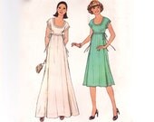 Vintage 70s Sewing Pattern - Short Sleeve Dress with Side Tie High Waist & Top Stitching, 2 Lengths - 1977 Simplicity 7882, Bust 32.5, Uncut