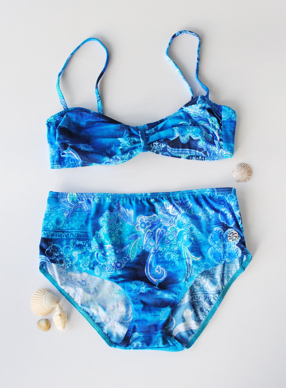Retro Bikini -Swimwear -Blue Bathers -Bikini set -Swimsuit -Size 42 B Cup
