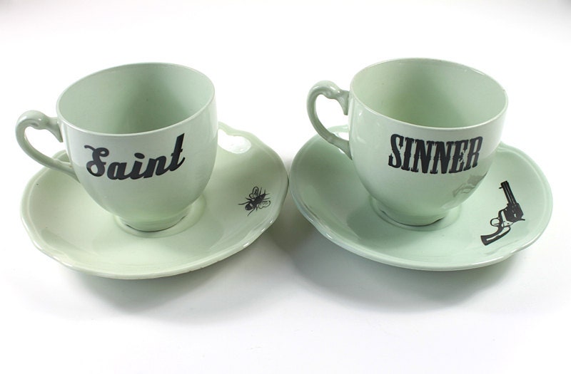 Saint and Sinner teacups