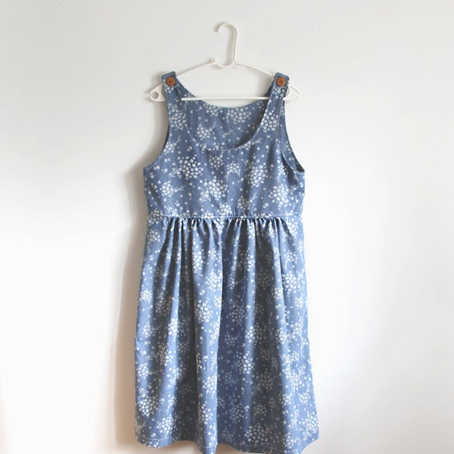The Clover Dress in Denim Floral