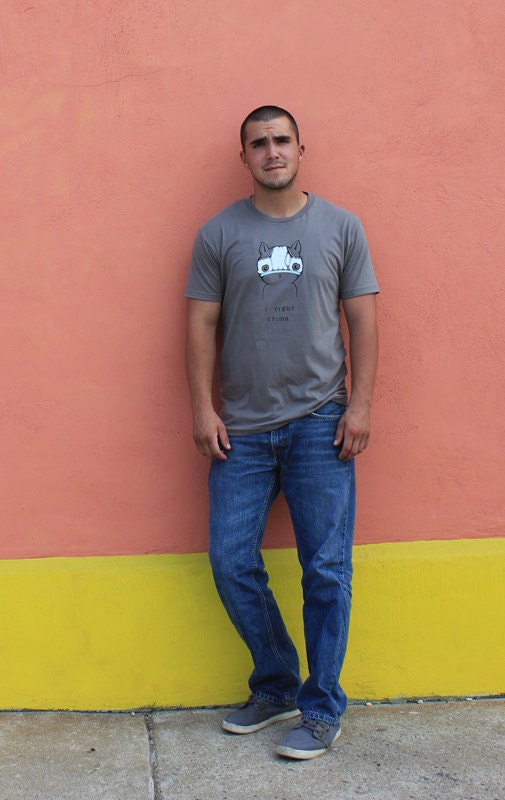 I Fight Crime Screen Printed Short Sleeve Men's T-Shirt by Noosed Kitty for Art Star