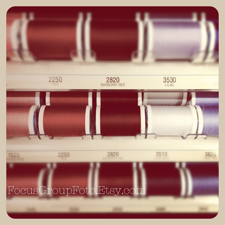Sewing Thread Spool Photograph Valentine's Day Seamtress Gift Pink Red Purple Vintage Color Wall Decor Home Decor by Tabora