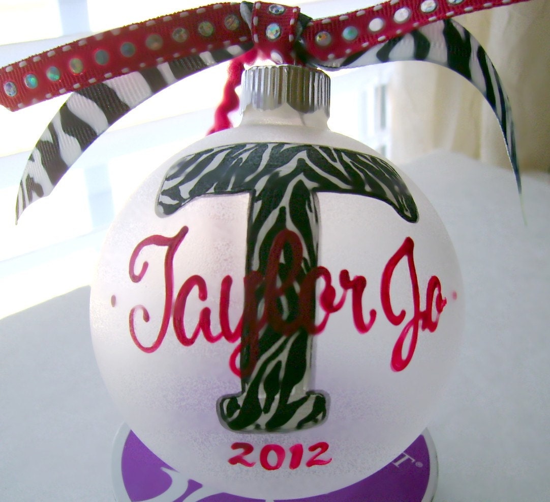 Hand painted personalized wooden Christmas ornament