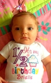 It's My 1/2 Birthday Embroidery Saying Onesie