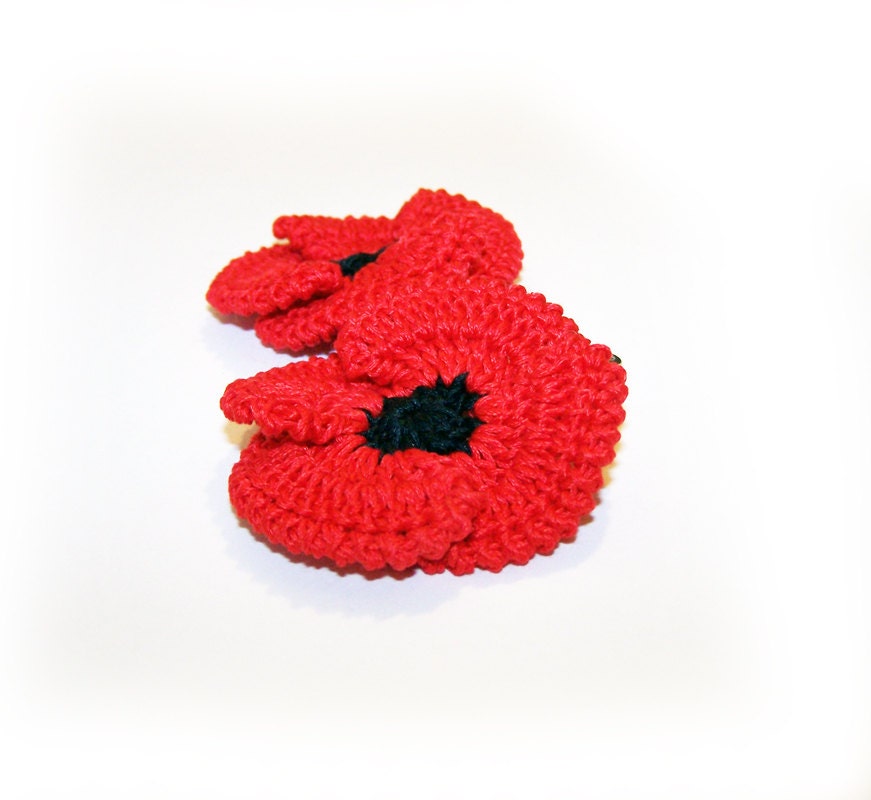 Red Poppies hair clips set of 2, Handmade accessories, Ready to ship Valentine
