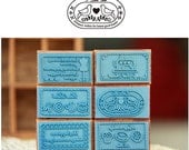 Best Wishes, I Love You,  Happy Birthday Drawer Wooden Rubber Stamp Set