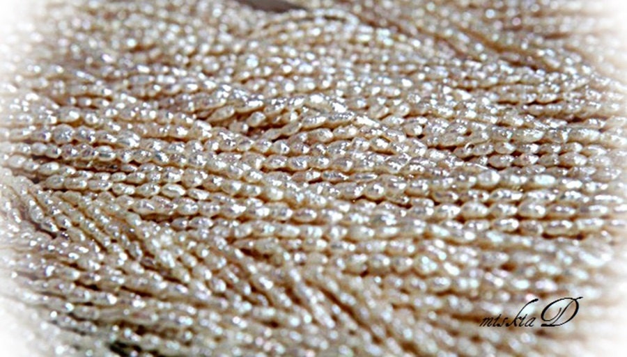 OOAK Rice Freshwater Pearl, White Freshwater Pearl, Small Freshwater Pearl, 2.5mm x 3mm Pearl, DIY Supply, Jewelry Supply, One Strand