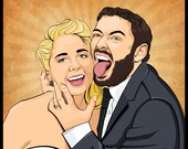 Comic Portrait - Your photo into comic illustration 11x14 art print (Two Person Portrait)