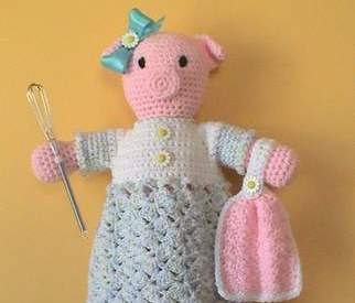 Pig CROCHET PATTERN Bag Holder Home Decor Pretty Piggy