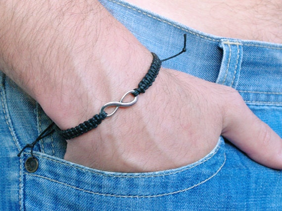 Infinity Bracelet - Karma Braselet - Wish Bracelet - Black Infinity Hemp Bracelet