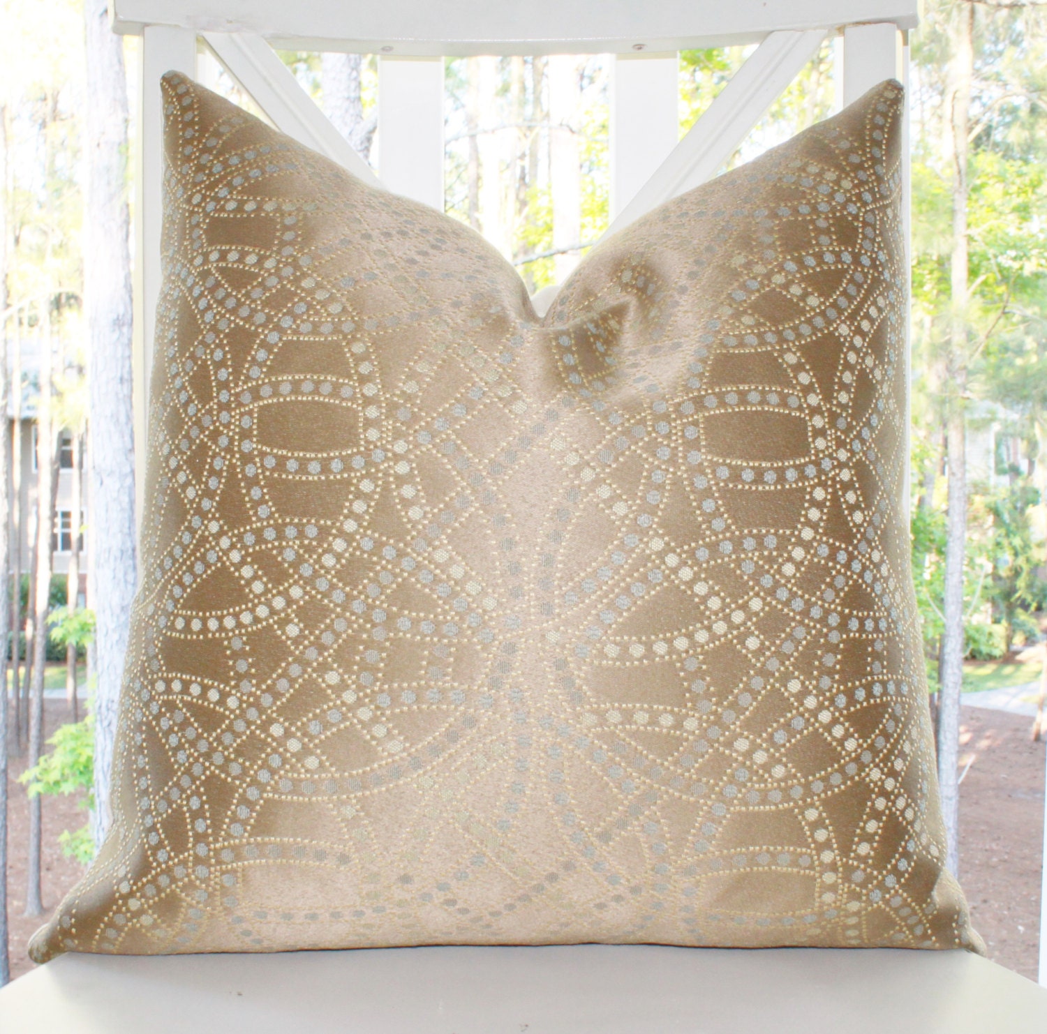 Designer Decorative Pillow - 22 x 22 Taupe Moroccan Beige Tan Pillow - Taupe Geometric Pillow Cover - Throw Pillow