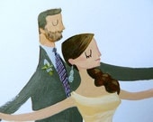 Illustrated lavender and cream custom Wedding portrait