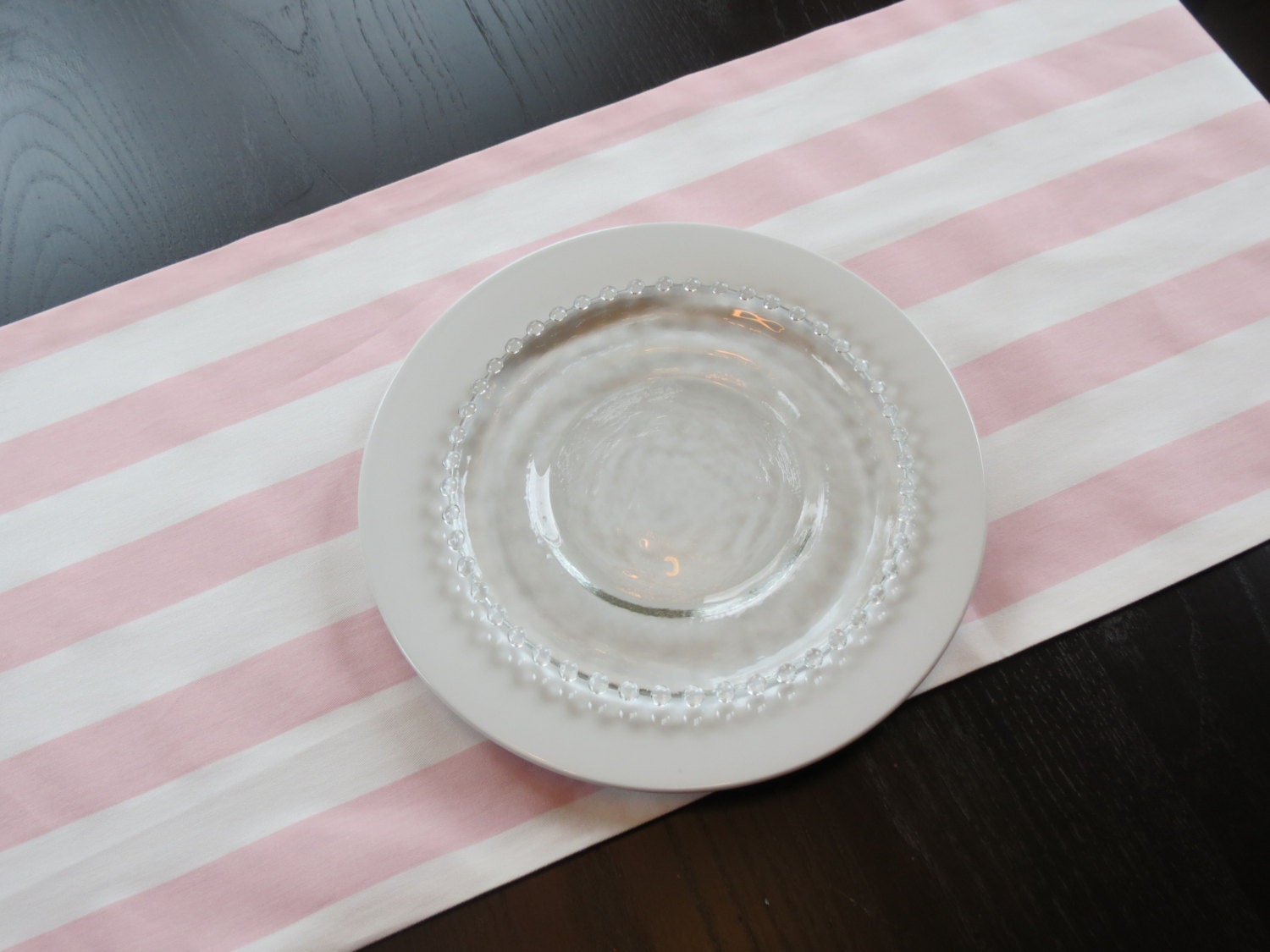 Pink & White Stripe Table Runner