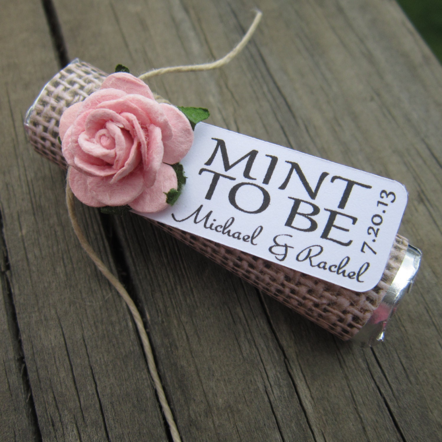 Bridal shower wedding favor - "Mint to be" favors with personalized tag