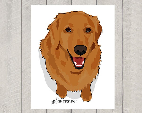 Golden Retriever Art Print - Custom Dog Art - 8x10