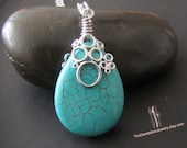 SALE, 10% OFF: Howlite Turquoise bubbles necklace in white gold