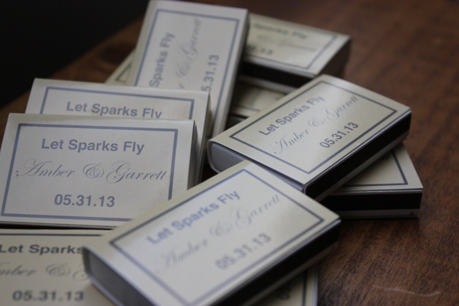 50 Custom Designed Matchbox Wedding Favors - Sparks Style