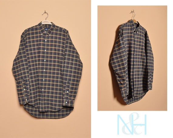 Vintage 1990s Plaid RALPH LAUREN Boyfriend Shirt with Long Sleeves