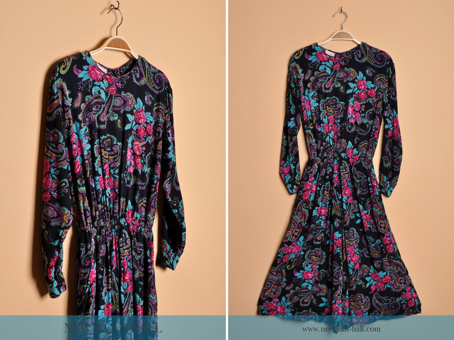Vintage 1990s Paisley and Floral Jumper, By Stephanie Robbins, Size Small