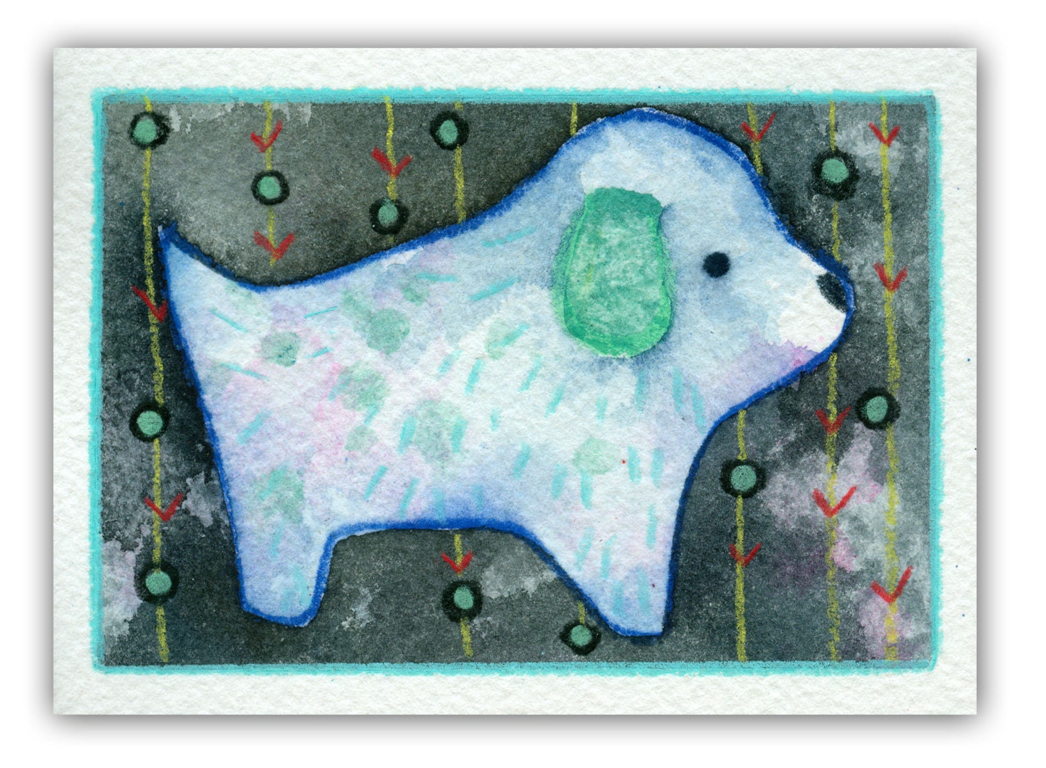 Best Dog Friend - Original ACEO painting watercolor
