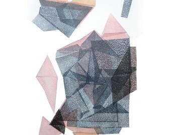 ORIGINAL LINOCUT " Glass mountain I."