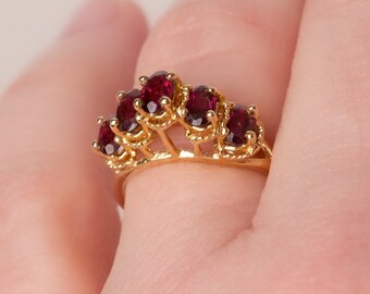 Vintage Garnet Gold Tone Ring