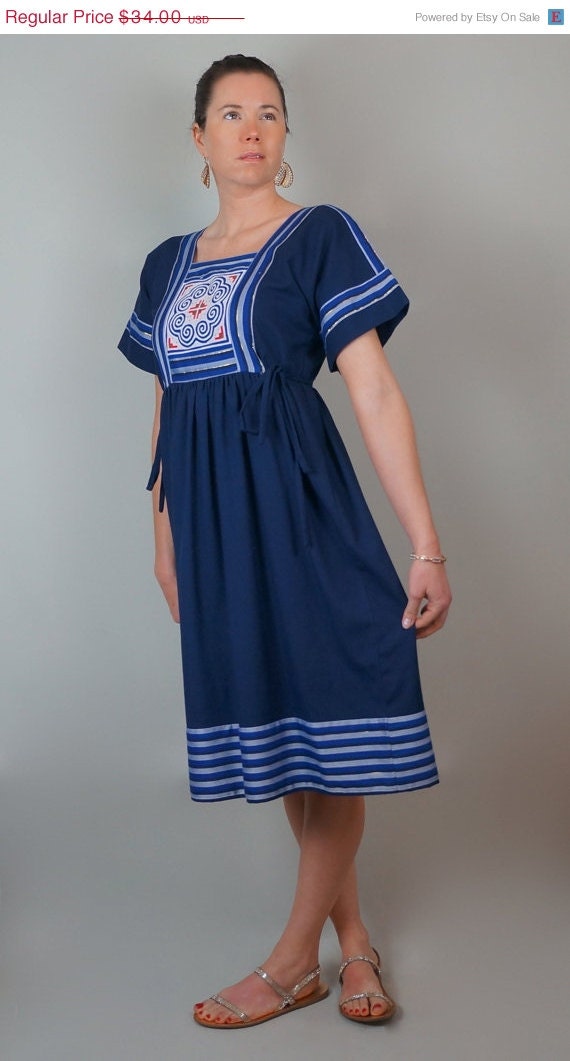 SPRING SALE 70s Festival Dress// Hippie Pinafore Dress// Floral Embroidered Dress
