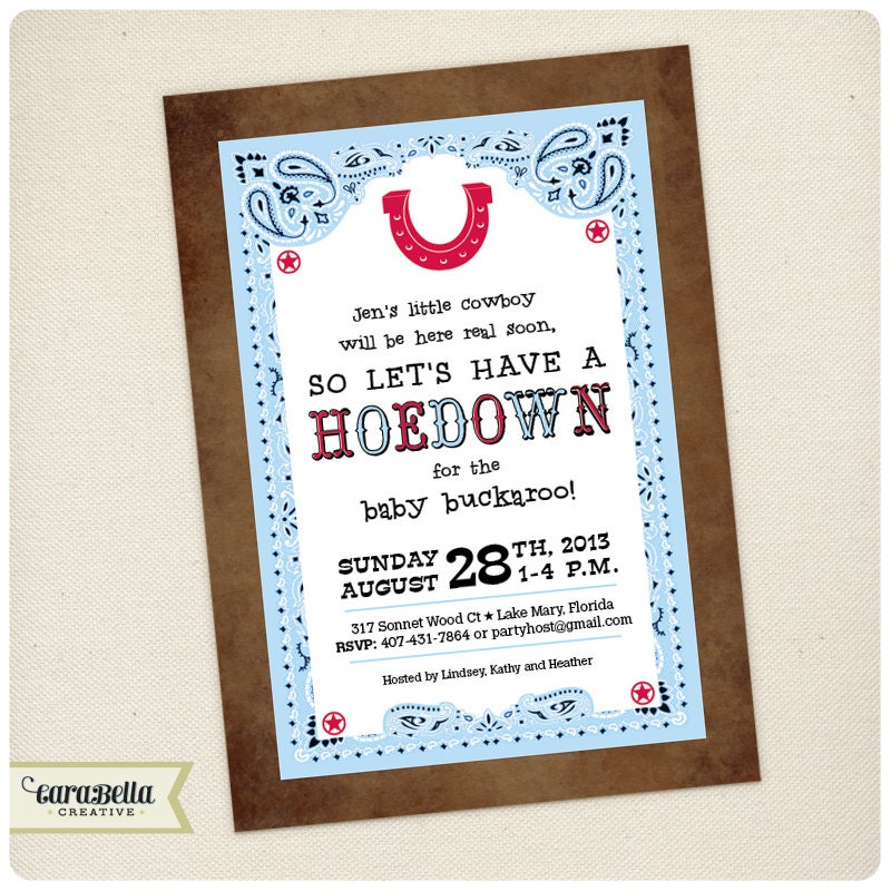 Cowboy Western Baby Shower or Birthday Invitation, Printable