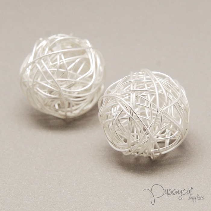 2pcs Matte Silver Metal Thread Ball Spacer (GT1062)