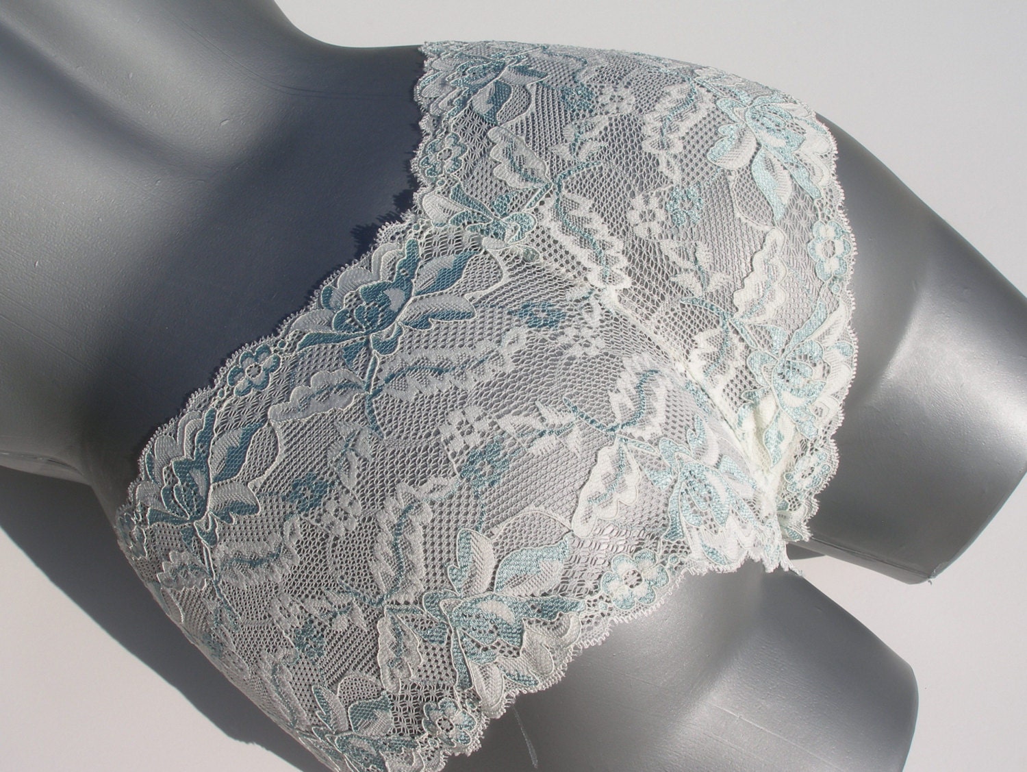 Aqua and Ivory - Stretch Lace Undies - Boyshorts - Cheeky Panties