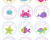 Pink Girls Under the Sea Birthday- Personalized Printable Cupcake Toppers /Gift Favor Tags Il_170x135