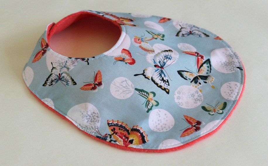 Baby Bib - Blue and Orange Butterflies