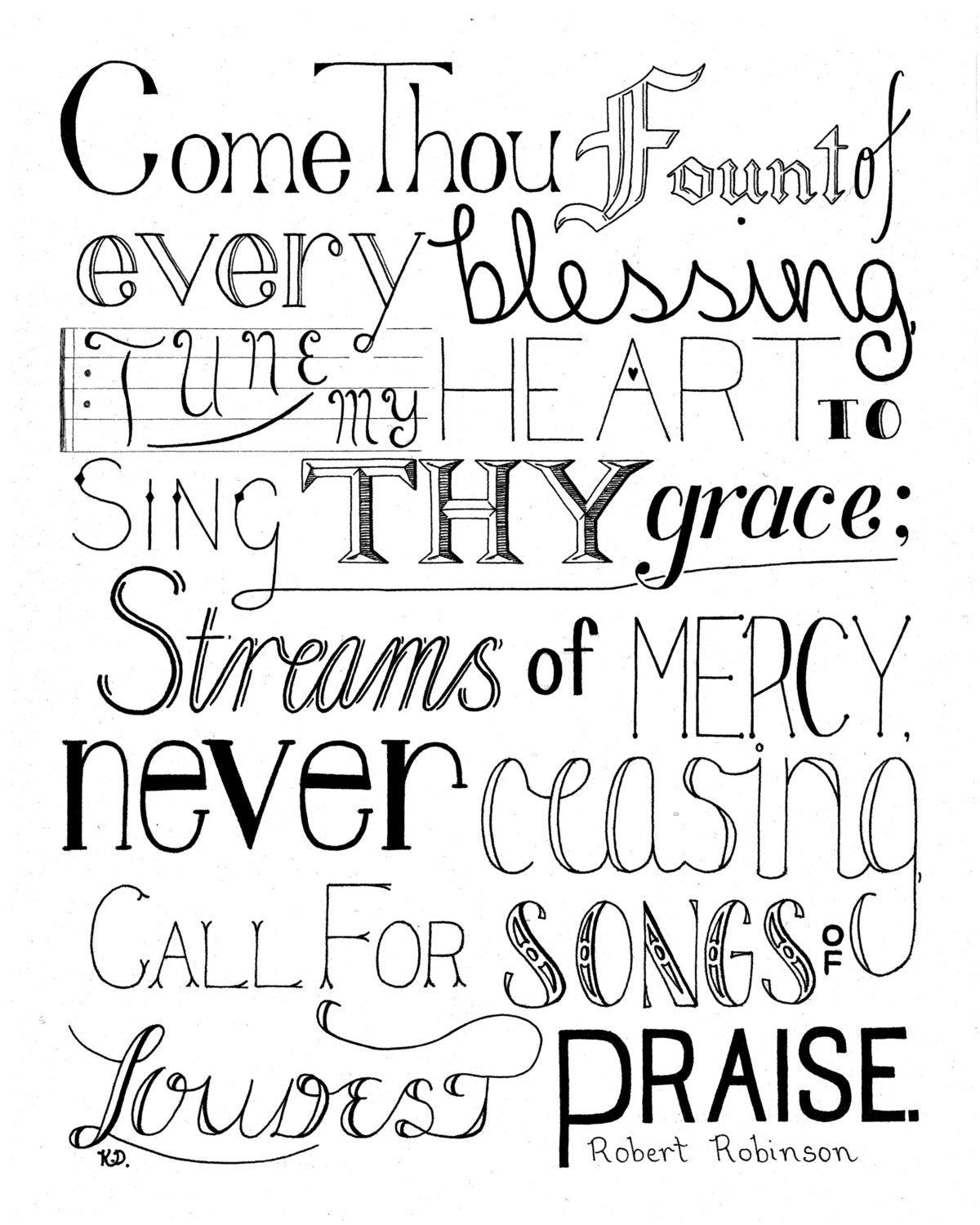 Hymn Typography, Come Thou Fount, Verse Typography, Come Thou Fount Artwork, Hymn Art