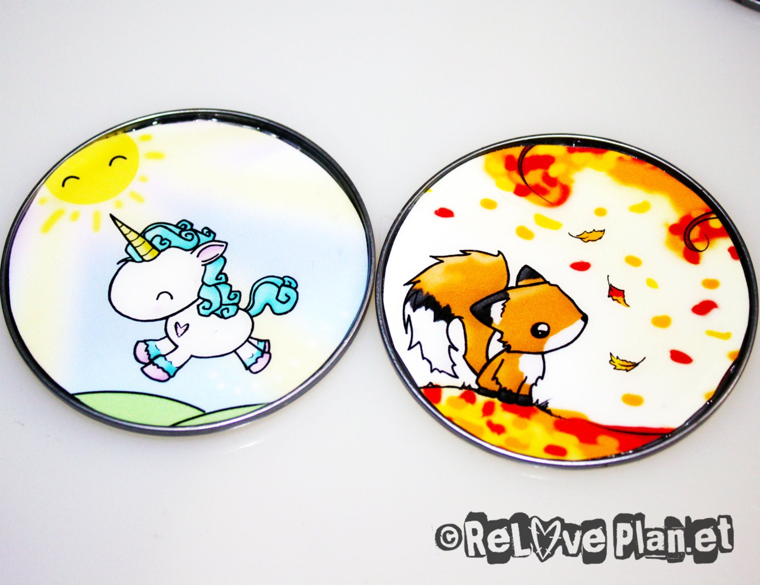Set of 2 - Large 3" MAGNETs - YOUR CHOICE - kawaii Animals Happy - ReLove Planet