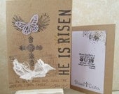HE is Risen - modern creative EASTER handmade 5 x 7 inch card with Bible verses - by the collegedreaminkid