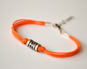 Cord bracelet, orange bracelet with silver tube bead. casual everyday bracelet. orange stack bracelet, friendship bracelet, gift for her