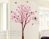 tree wall decal baby girl Nature Tree Wall mural Nursery wall decal children- tree owl butterfly Z142 Cuma