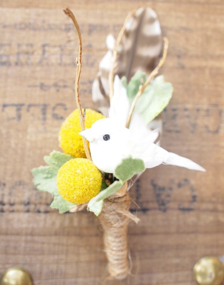 Love Bird Boutonniere, wedding buttonhole , natural keepsake